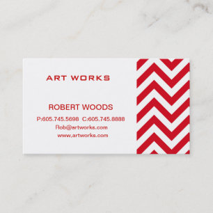 Zigzag Chevron Pattern in red colour Business Card