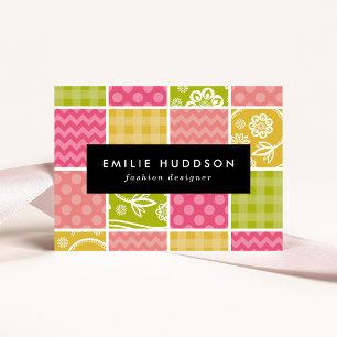 Zigzag, Chevron, Polka Dots, Gingham, Patchwork Business Card