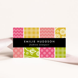 Zigzag, Chevron, Polka Dots, Gingham, Patchwork Business Card