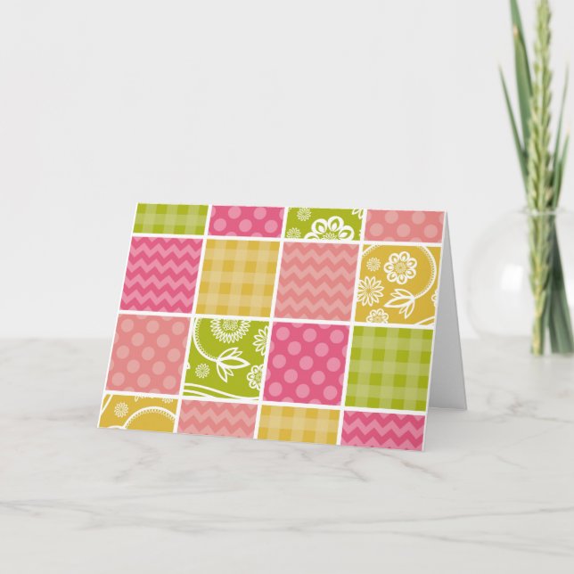 Zigzag, Chevron, Polka Dots, Gingham, Patchwork Card (Front)