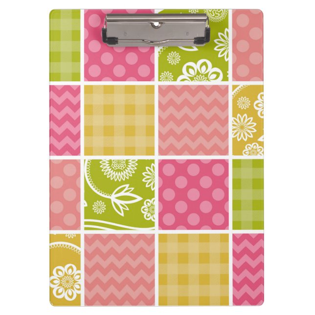 Zigzag, Chevron, Polka Dots, Gingham, Patchwork Clipboard (Front)