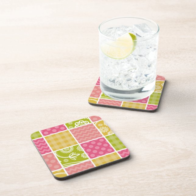 Zigzag, Chevron, Polka Dots, Gingham, Patchwork Coaster (Right Side)