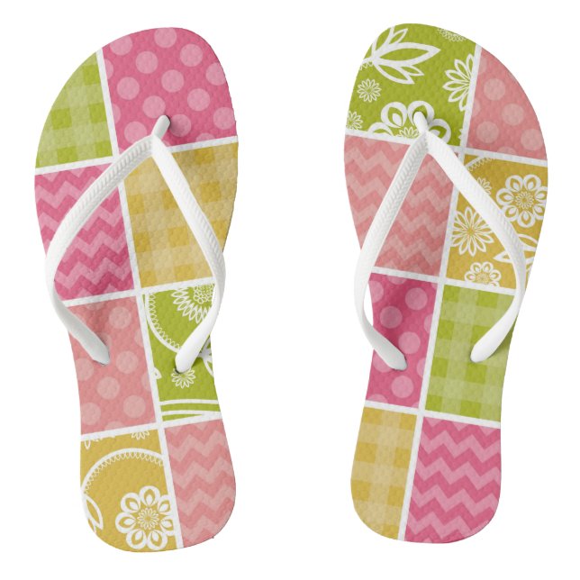 Zigzag, Chevron, Polka Dots, Gingham, Patchwork Jandals (Footbed)