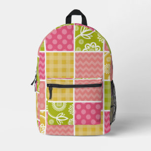 Zigzag, Chevron, Polka Dots, Gingham, Patchwork Printed Backpack