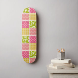 Zigzag, Chevron, Polka Dots, Gingham, Patchwork Skateboard