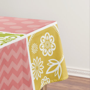 Zigzag, Chevron, Polka Dots, Gingham, Patchwork Tablecloth
