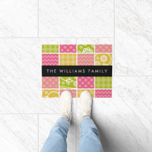 Zigzag, Chevron, Polka Dots, Gingham, Your Name Doormat
