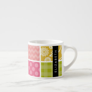 Zigzag, Chevron, Polka Dots, Gingham, Your Name Espresso Cup