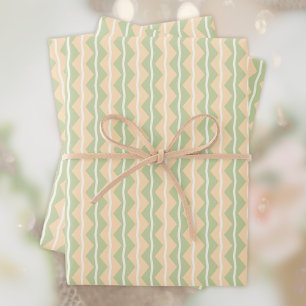 Zigzag Chevron Stripes-Orange,Green and pale Ivory Wrapping Paper Sheet
