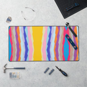 Zigzag colourful stripes pattern desk mat