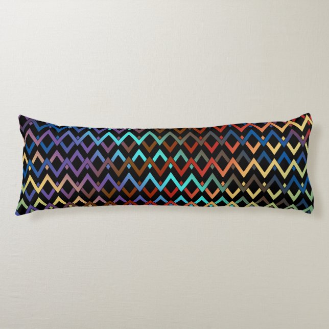 ZIGZAG diamonds - coloured + your backgr. & ideas Body Cushion (Front)