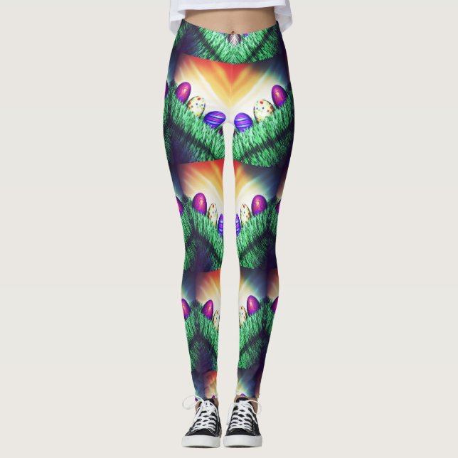 Zigzag Easter Eggs Leggings (Front)