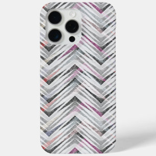 Zigzag, geometric, gray, lilac, pink, black, strip iPhone 15 pro max case