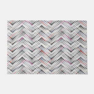 Zigzag, geometric, grey, lilac, pink, black, strip doormat