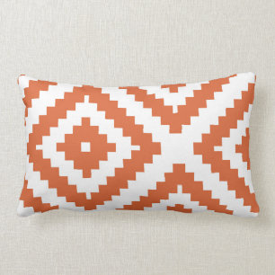 Zigzag Geometric Pattern Orange and White Lumbar Cushion