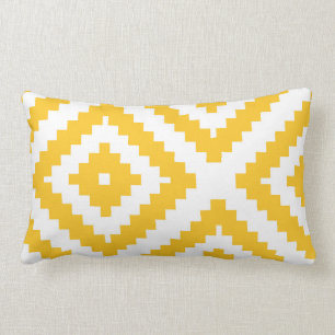 Zigzag Geometric Pattern Yellow and White Lumbar Cushion