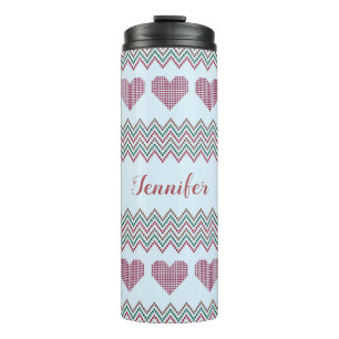 Zigzag Hearts Thermal Tumbler