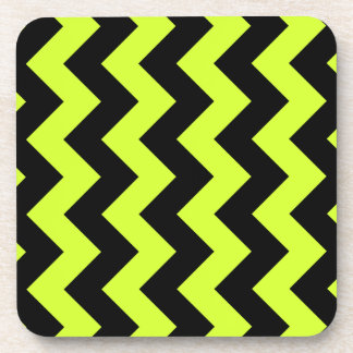 Zigzag I - Black and Fluorescent Yellow Coaster