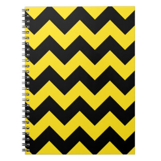 Zigzag I - Black and Golden Yellow Spiral Notebook