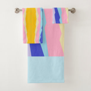 Zigzag multicolor decorative pattern bath towel set