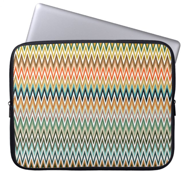 Zigzag Multicolored Pattern Laptop Sleeve (Front)