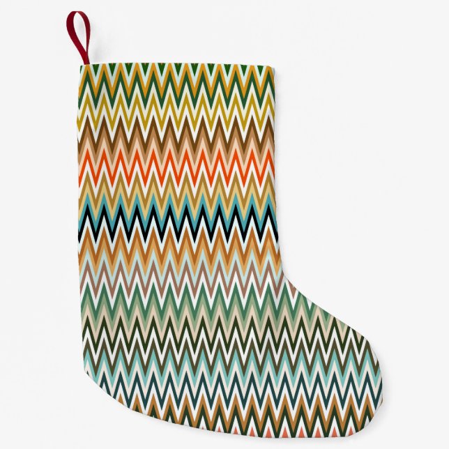 Zigzag Multicolored Pattern Small Christmas Stocking (Front)