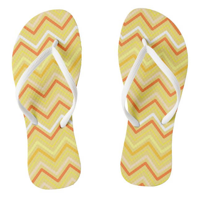 Zigzag MultiColors Orange Flip Flops (Footbed)