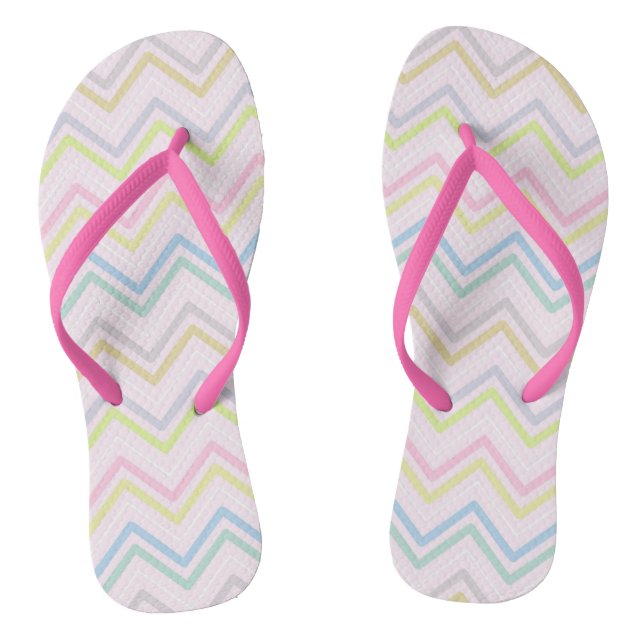 Zigzag MultiColors Pink Flip Flops (Footbed)