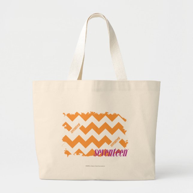 ZigZag Orange 4 Large Tote Bag (Front)