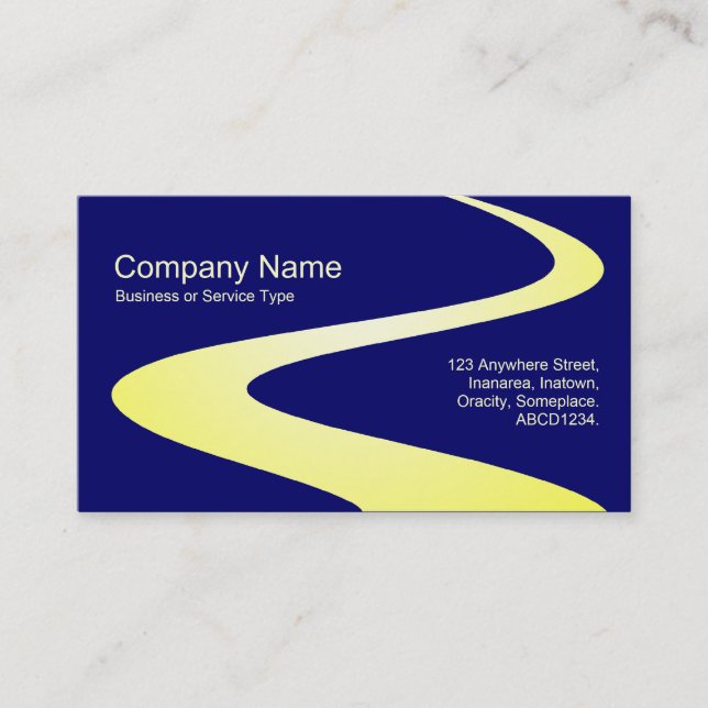 ZigZag Path - Shades of Yellow on Dark Blue Business Card (Front)