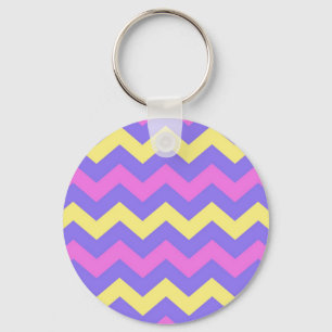 Zigzag patroon (geel, paars en roze) key ring