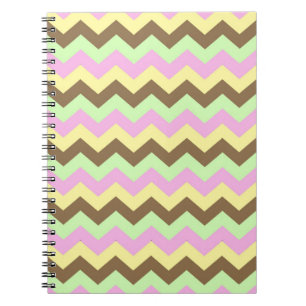 Zigzag patroon (groen, roze, geel en bruin) notebook