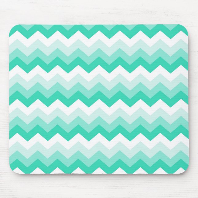 Zigzag patroon (turquoise, wit en groen) mouse pad (Front)