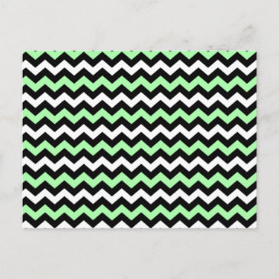 Zigzag patroon (zwart, groen, wit) postcard
