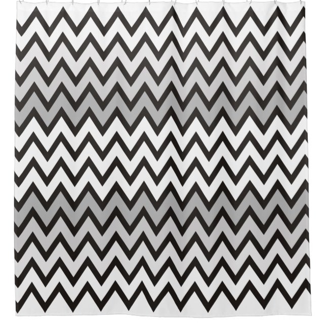 Zigzag pattern - black white grey + your backgr. shower curtain (Front)