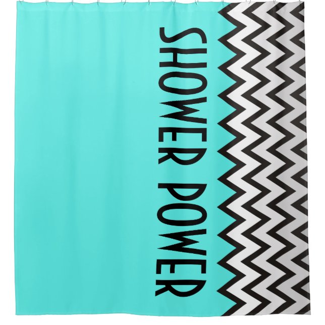 Zigzag pattern - black white grey + your backgr. shower curtain (Front)
