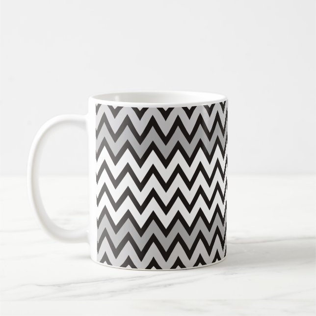 ZIGZAG pattern - black white grey + your idea Coffee Mug (Left)