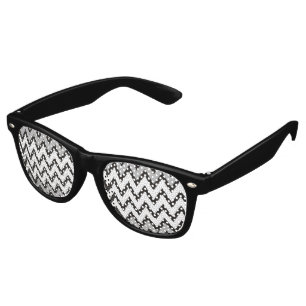ZIGZAG pattern - black white grey + your idea Retro Sunglasses