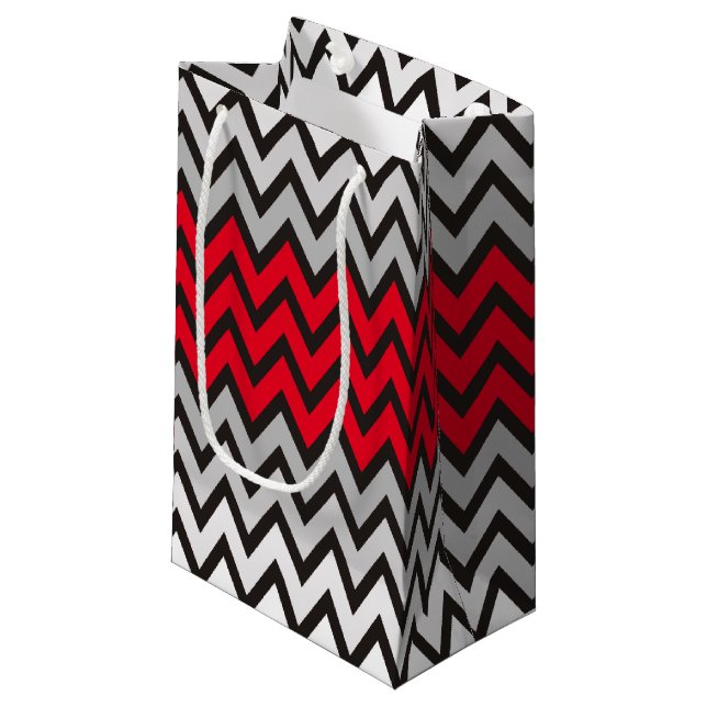 ZIGZAG pattern - black white grey + your idea Small Gift Bag (Front Angled)