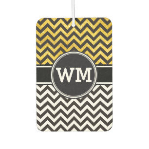 ZIGZAG pattern - black + your background & ideas Car Air Freshener