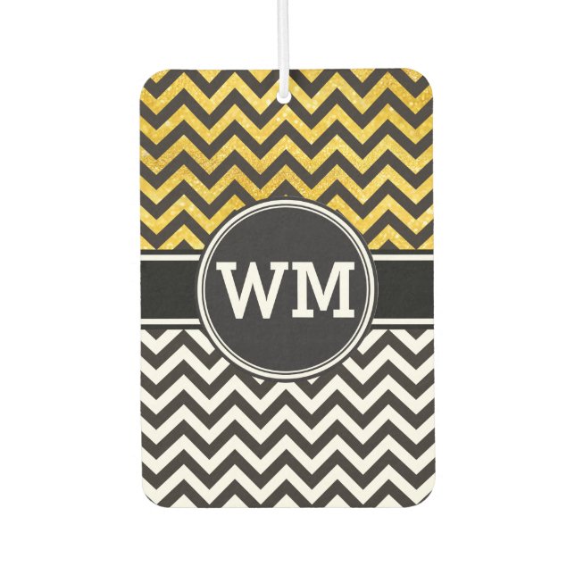 ZIGZAG pattern - black + your background & ideas Car Air Freshener (Front)