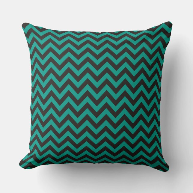 ZIGZAG pattern - black + your background & ideas Cushion (Front)