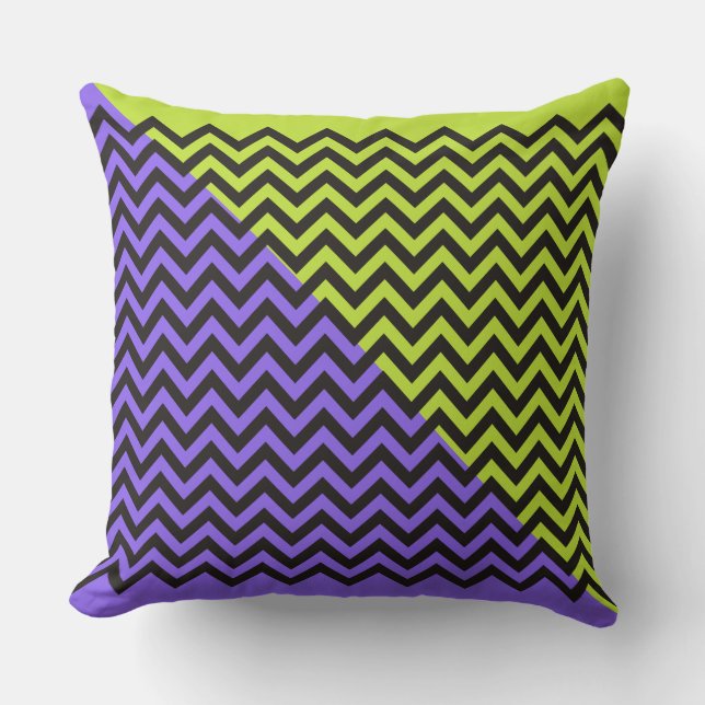 ZIGZAG pattern - black + your background & ideas Cushion (Front)
