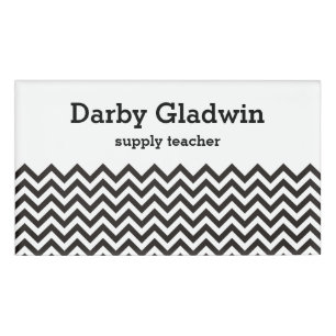 ZIGZAG pattern - black + your background & ideas Name Tag