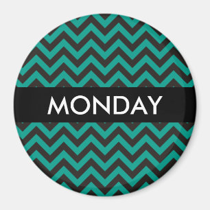 ZIGZAG pattern - black + your background & text Magnet