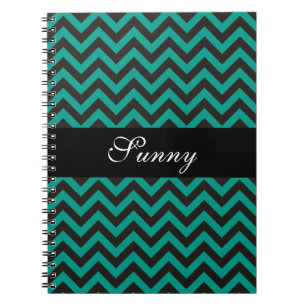 ZIGZAG pattern - black + your background & text Spiral Notebook