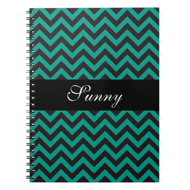ZIGZAG pattern - black + your background & text Spiral Notebook (Front)