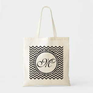 ZIGZAG pattern - black + your background & text Tote Bag