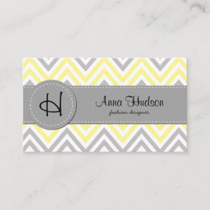 Zigzag Pattern, Chevron Pattern - Yellow Grey Business Card