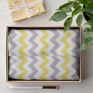 Zigzag Pattern, Chevron Pattern, Yellow, Grey Tissue Paper